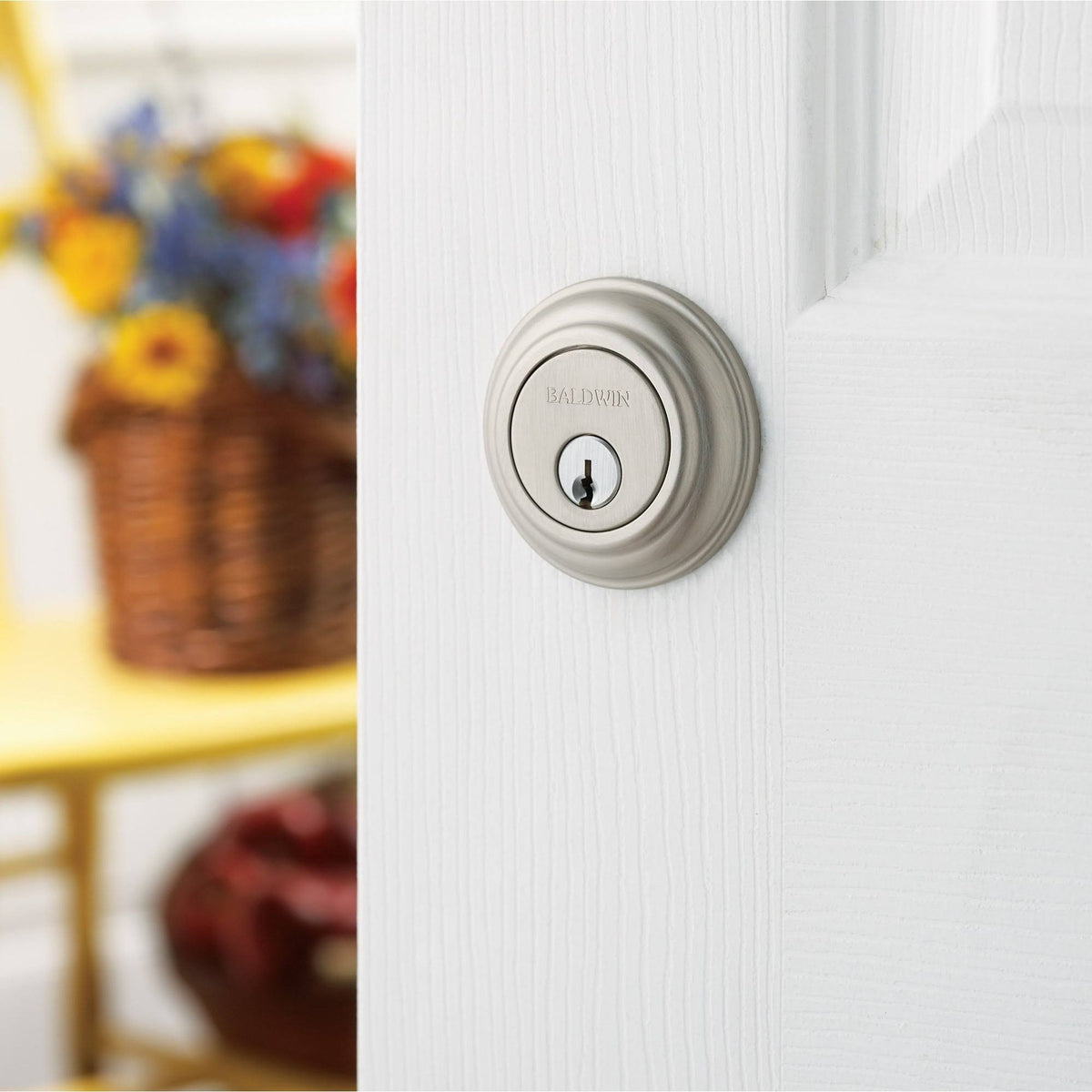 Satin Nickel Round Deadbolt Double Cylinder Q41609