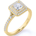 18K Yellow Gold over Silver Princess Cut Moissanite Engagement Ring D596