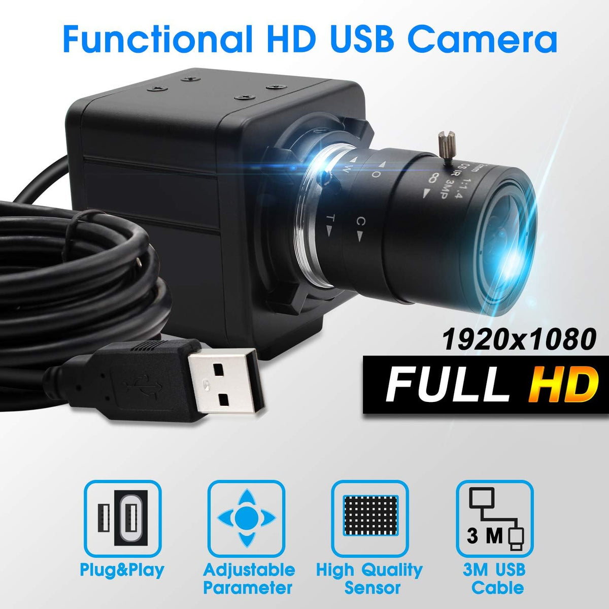 2MP 1080P USB Webcam with Varifocal Lens L827