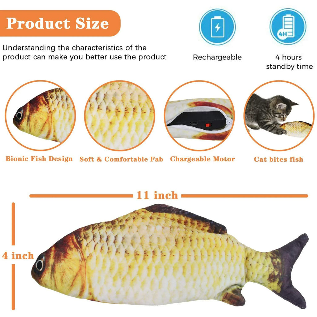 Electric Moving Wagging Fish Cats Toy B124