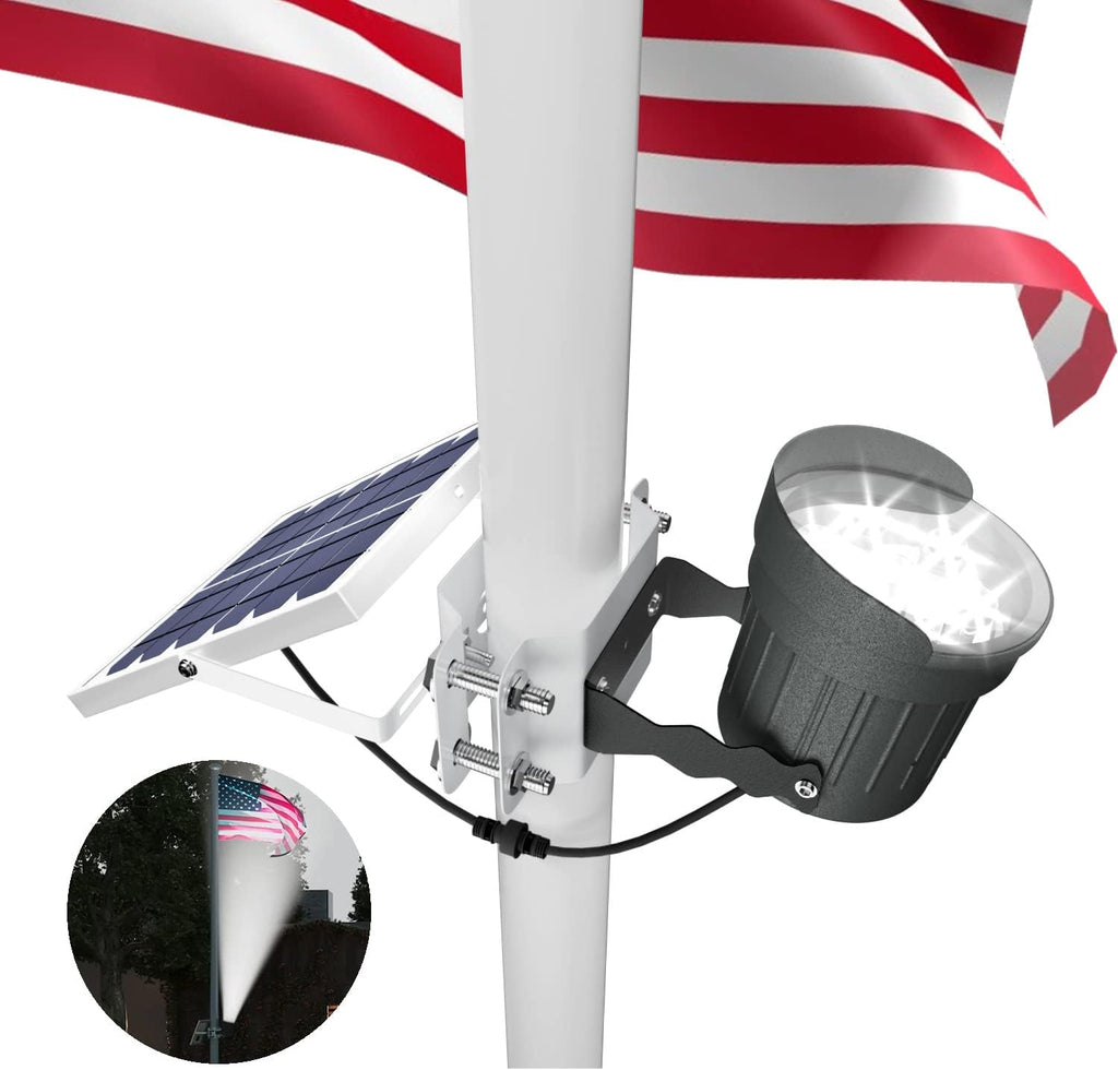 Solar Flag Pole Light 3in1 Design, 2 Brightness, Outdoor Dusk to Dawn X5563
