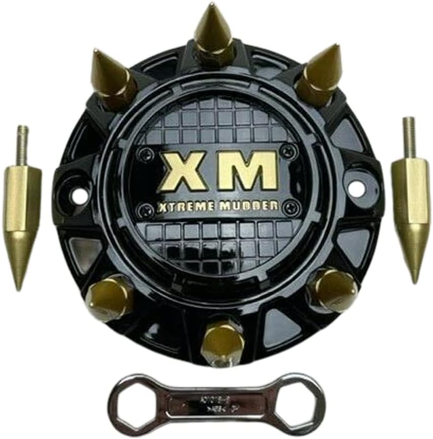 Gloss Black Gold Spikes Wheel Center Cap Pack of 2 W533213