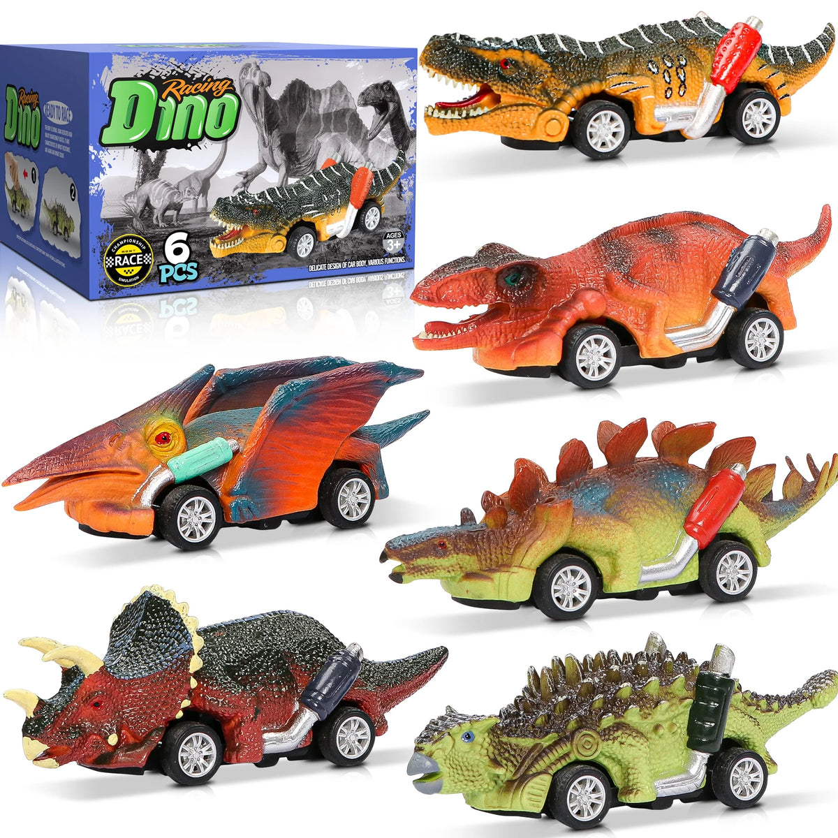 6 Pack Pull Back Dinosaur Cars K263224