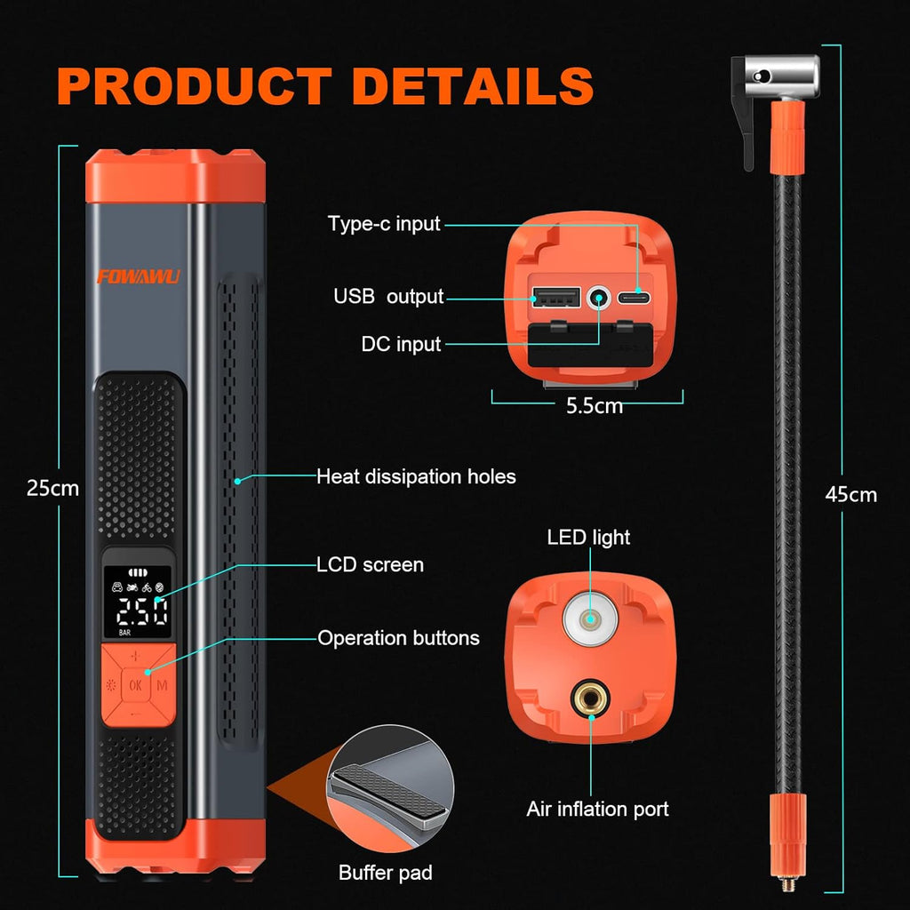 6000mAh 150PSI Tire Inflator Portable Air Compressor with LCD B373