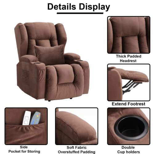 Velvet Electric Lift Recliner Chair with Massage and Heat, USB Ports, 2 Cup Holders G859854