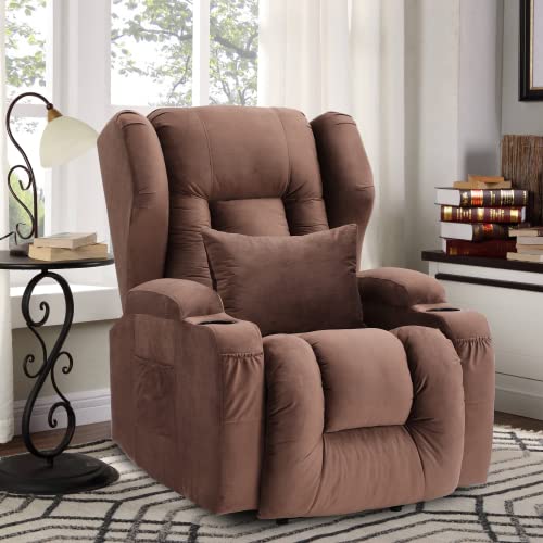 Velvet Electric Lift Recliner Chair with Massage and Heat, USB Ports, 2 Cup Holders G859854