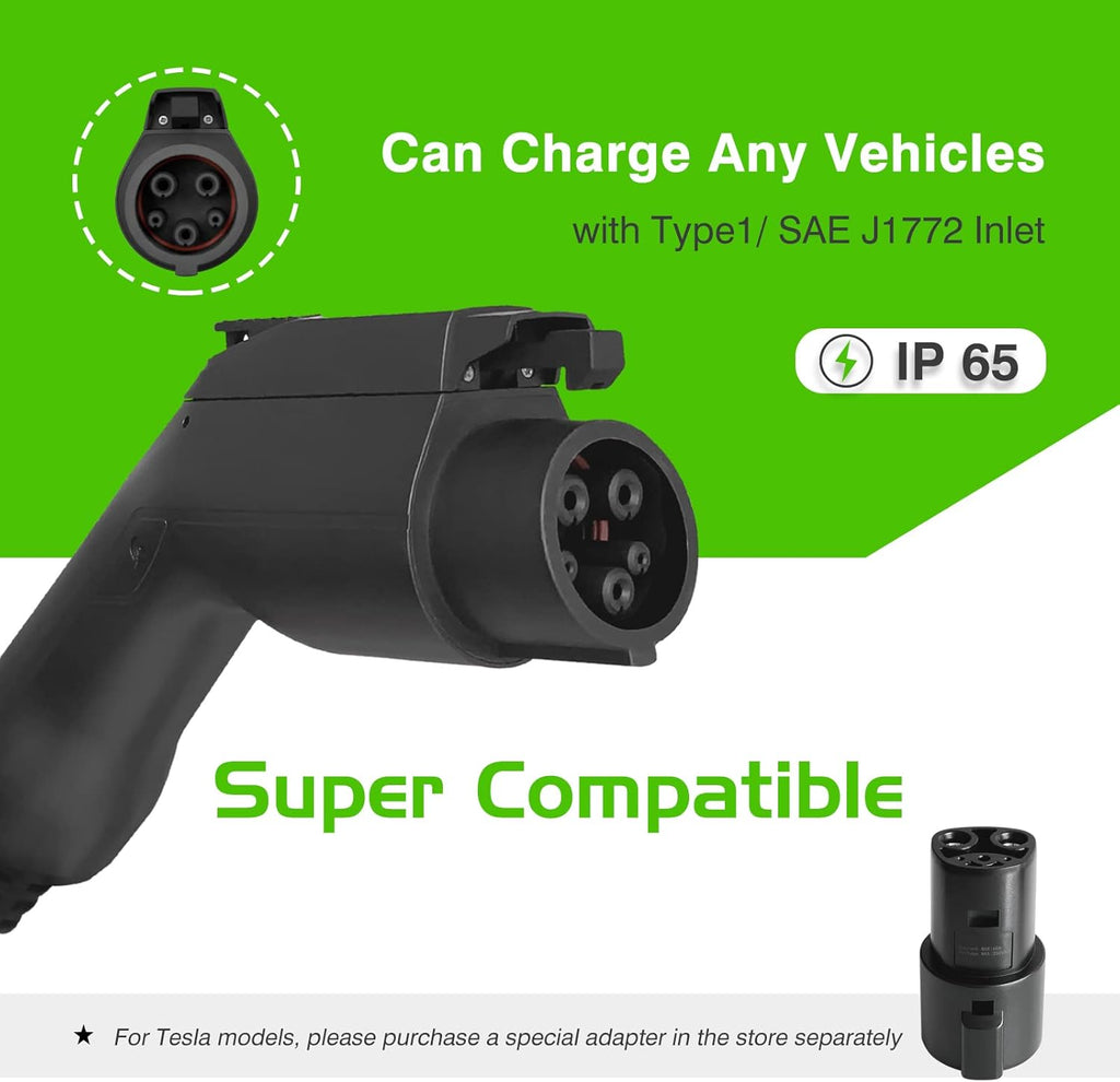 Portable EV Charger with NEMA 6-20 Plug and NEMA 5-15 Adapter F4161
