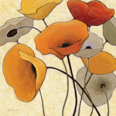 Framed Canvas Art - Pumpkin Poppies L302