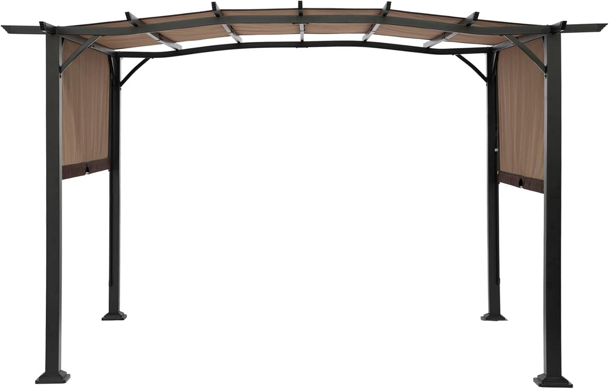 Beige Steel Frame Retractable Canopy Pergola N1936