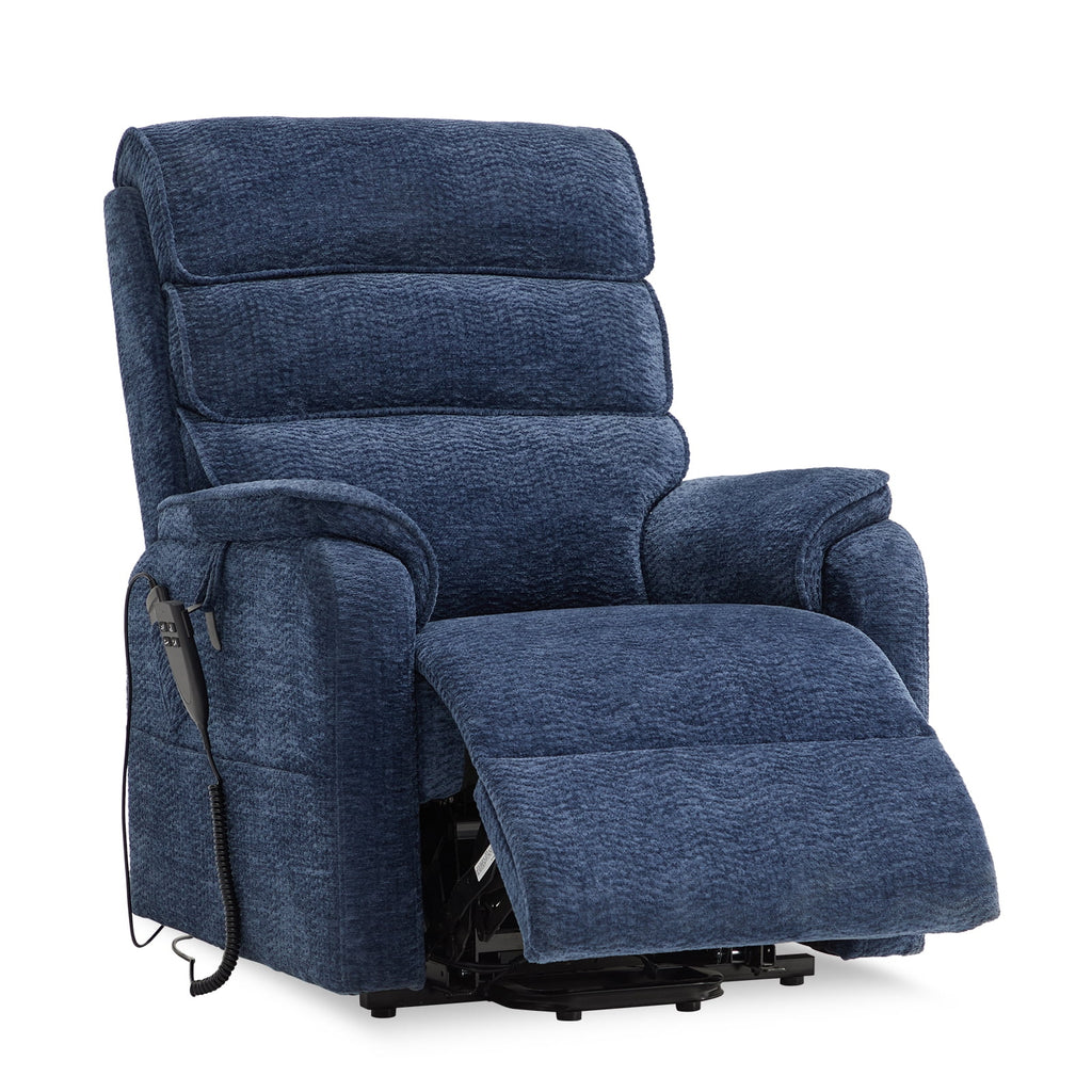 Blue Chenille Dual Motor Lift Recliner with Massage Heating D55929