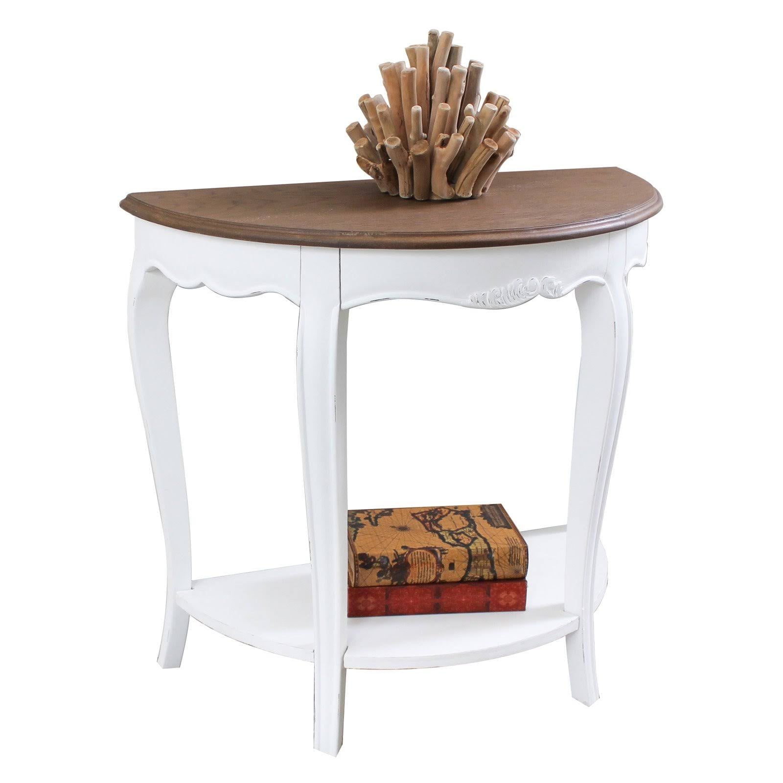 Antique White Half-Moon Console Table C62822