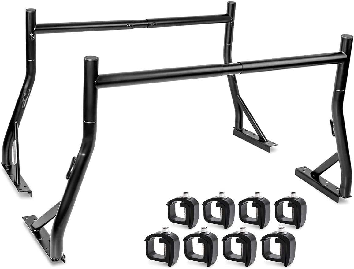 Extendable Steel Pick-Up Truck Ladder Rack Two-bar Set - Black I360694