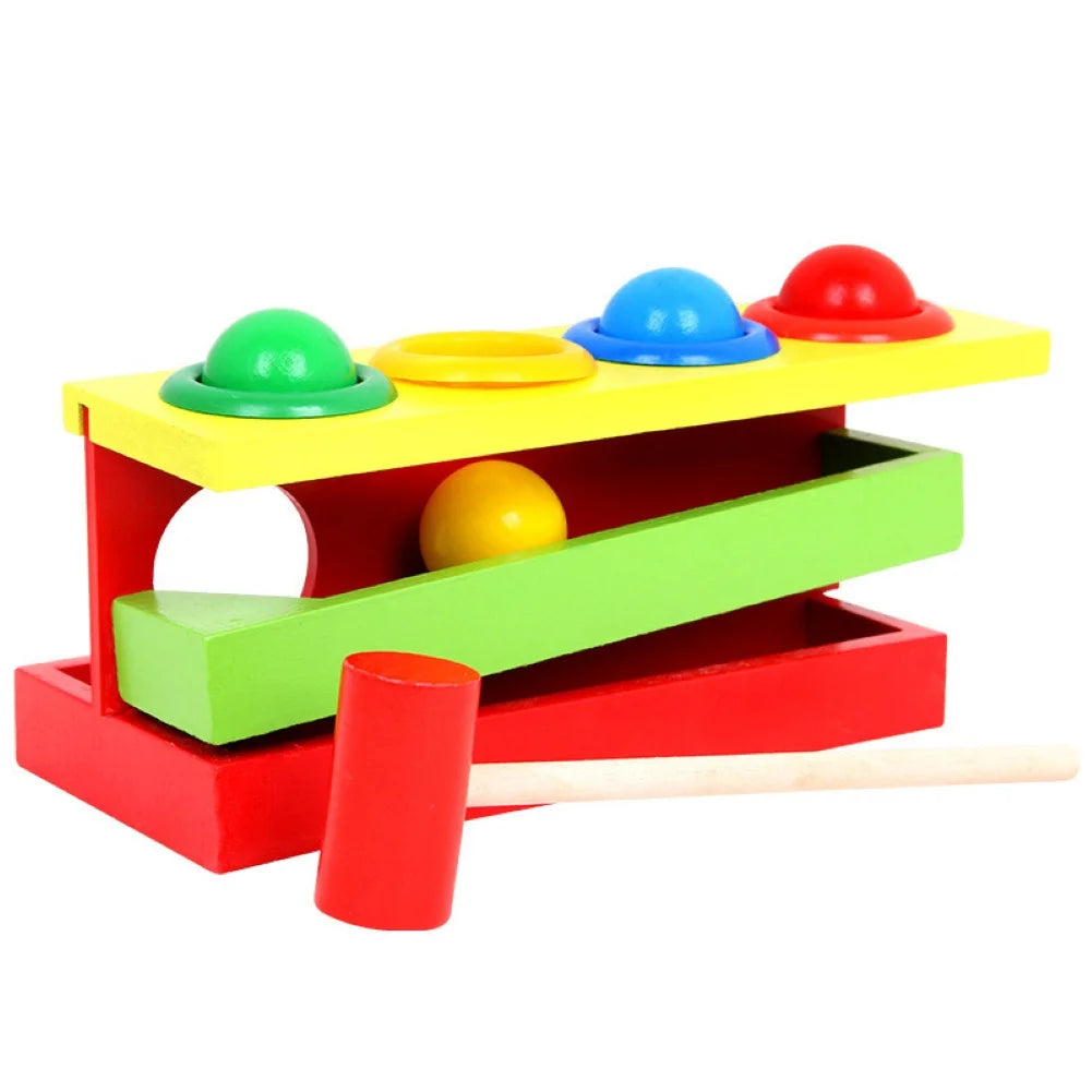 Kid Wooden Color Match Hammering Ball Box Puzzle Game Hand Piling Interactive Toy K581