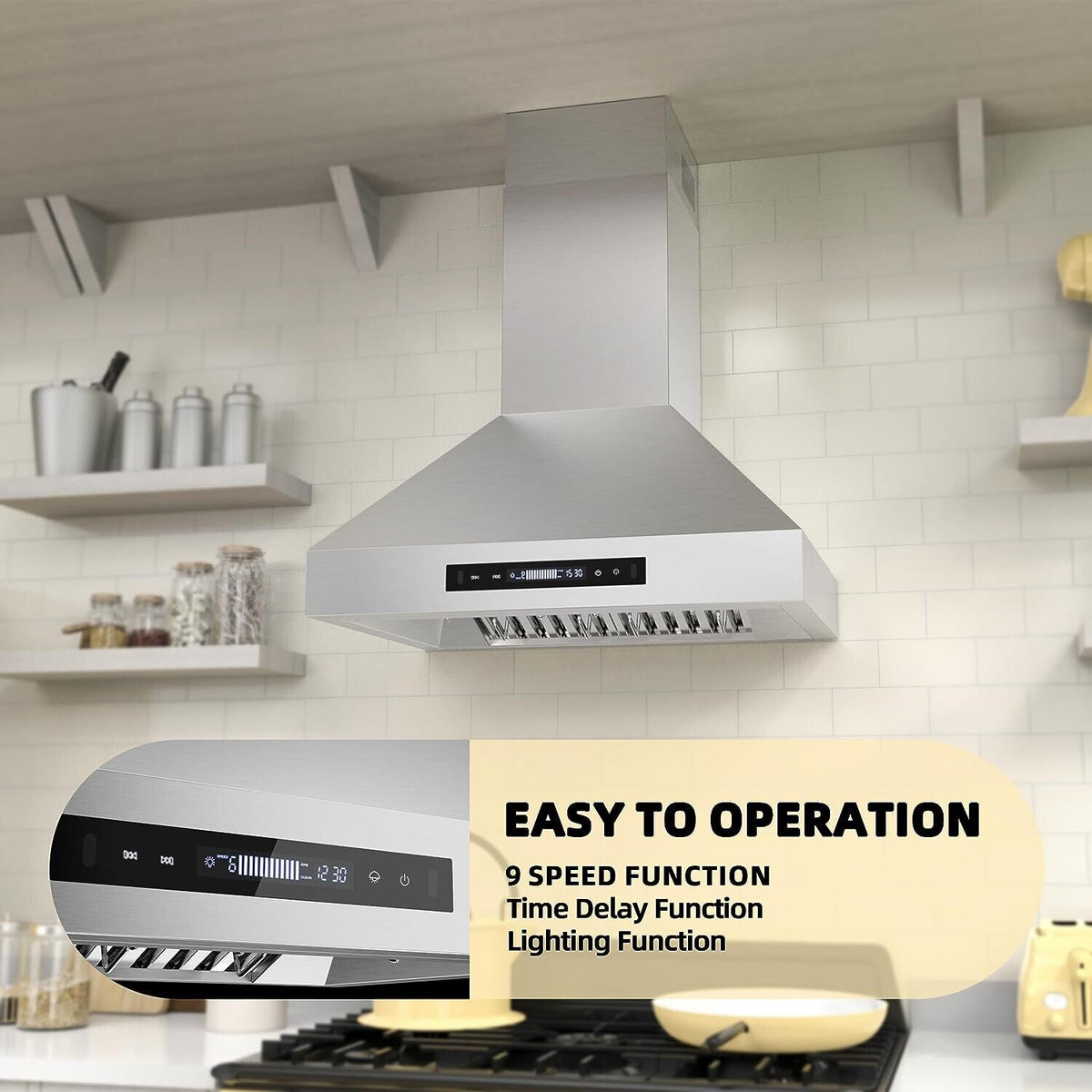 30 inch Wall Mount Range Hood Stainless Steel 900CFM 3-speeds O45859