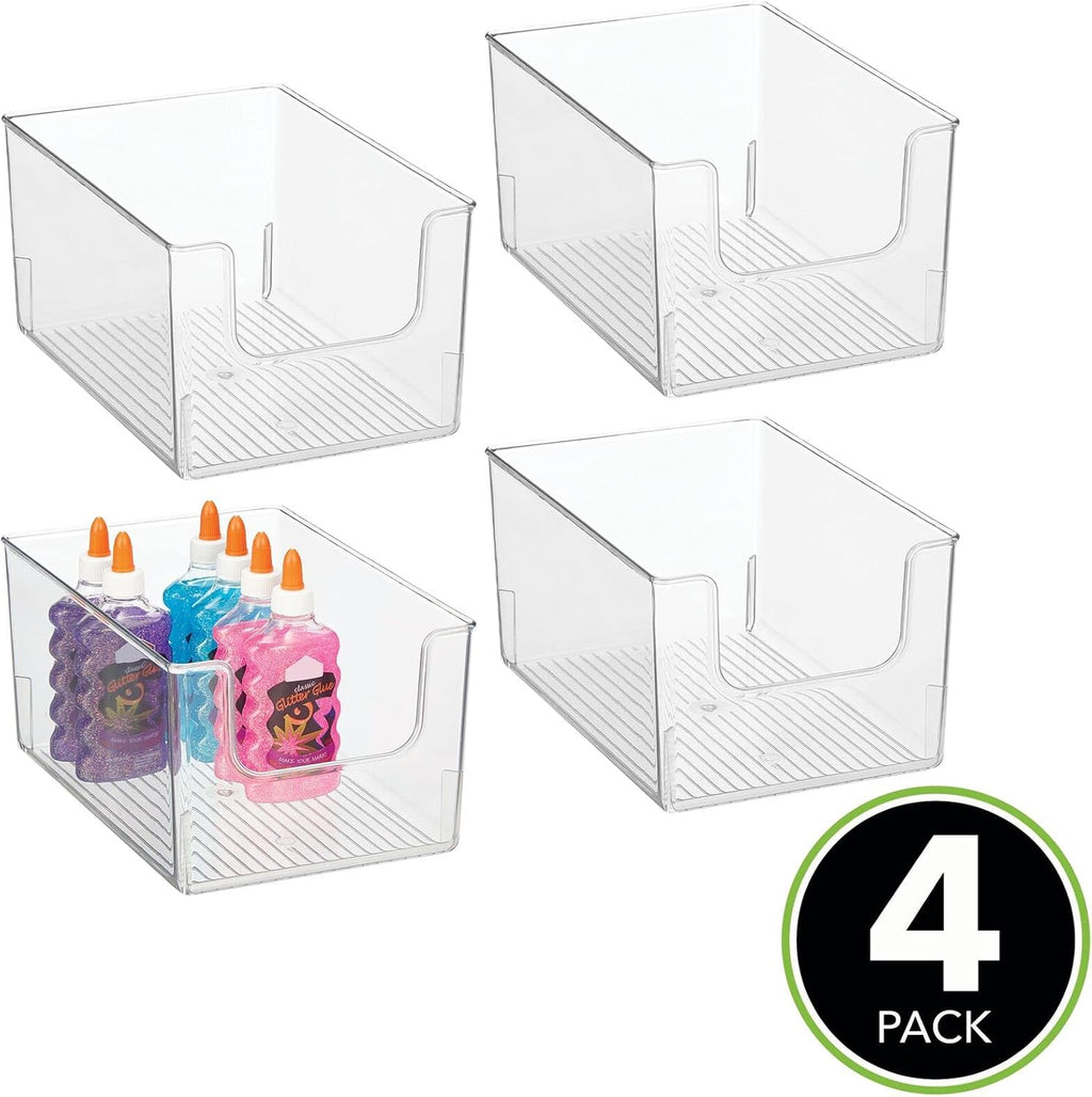 Clear Stackable Open Front Storage Organizer Bin Basket 4 Pack X549