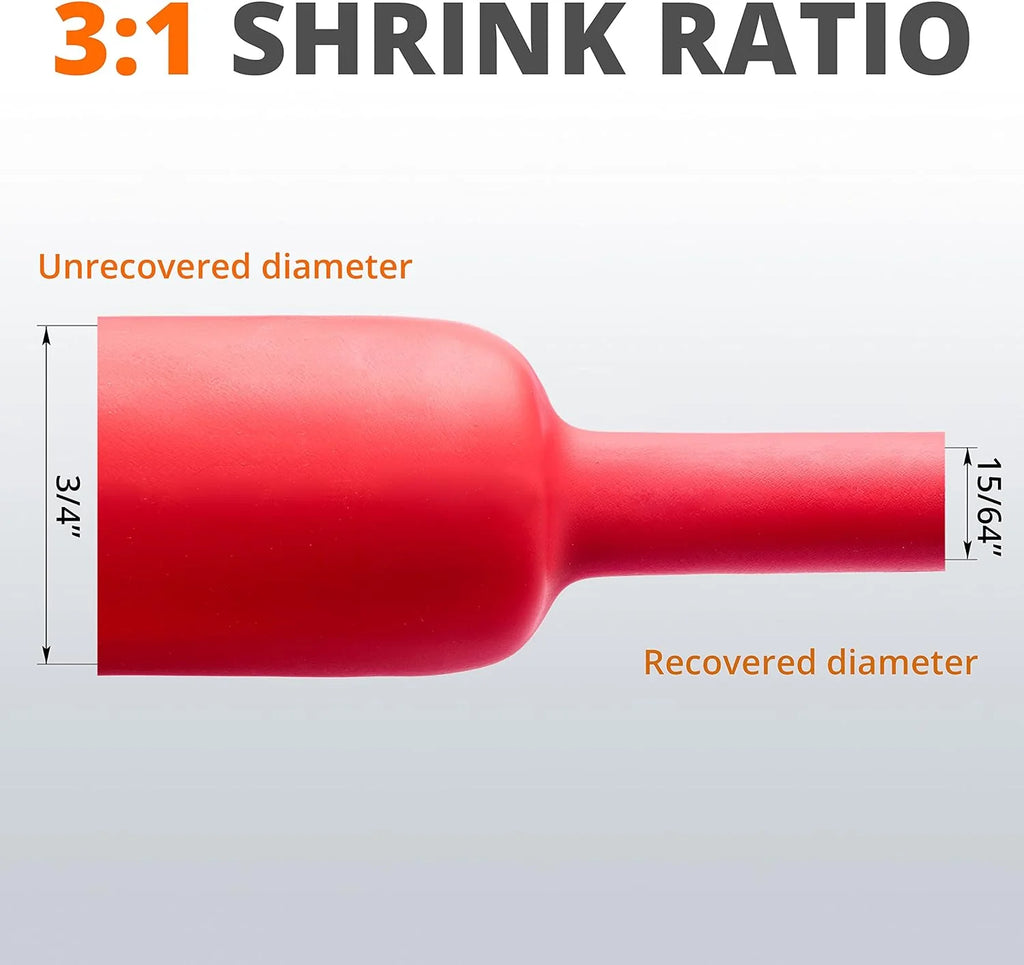 3/4" 3:1 Ratio Adhesive Lined Heat Shrink Tubing Red 50 Feet Roll T775396