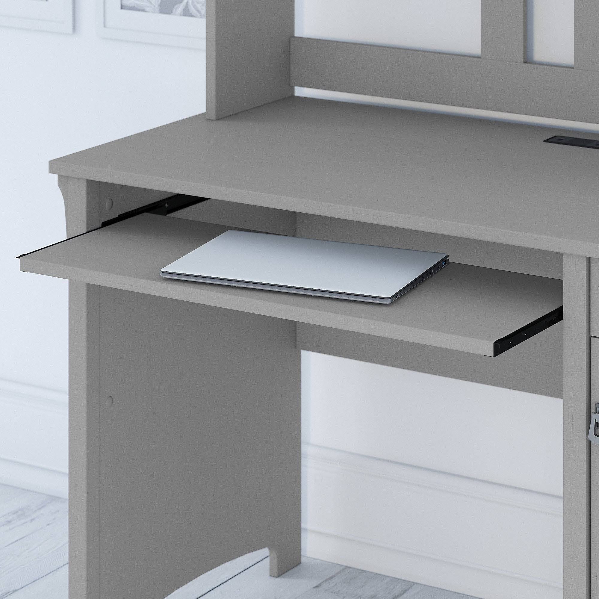 Grey Desk with Hutch, Lateral File Cabinet, and 5-Shelf Bookcase J8463