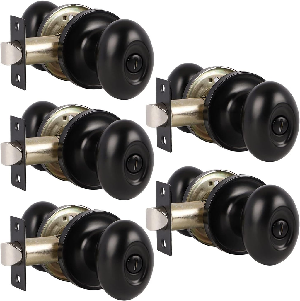 5 Pack Black Door Knobs Privacy Locks Z615362
