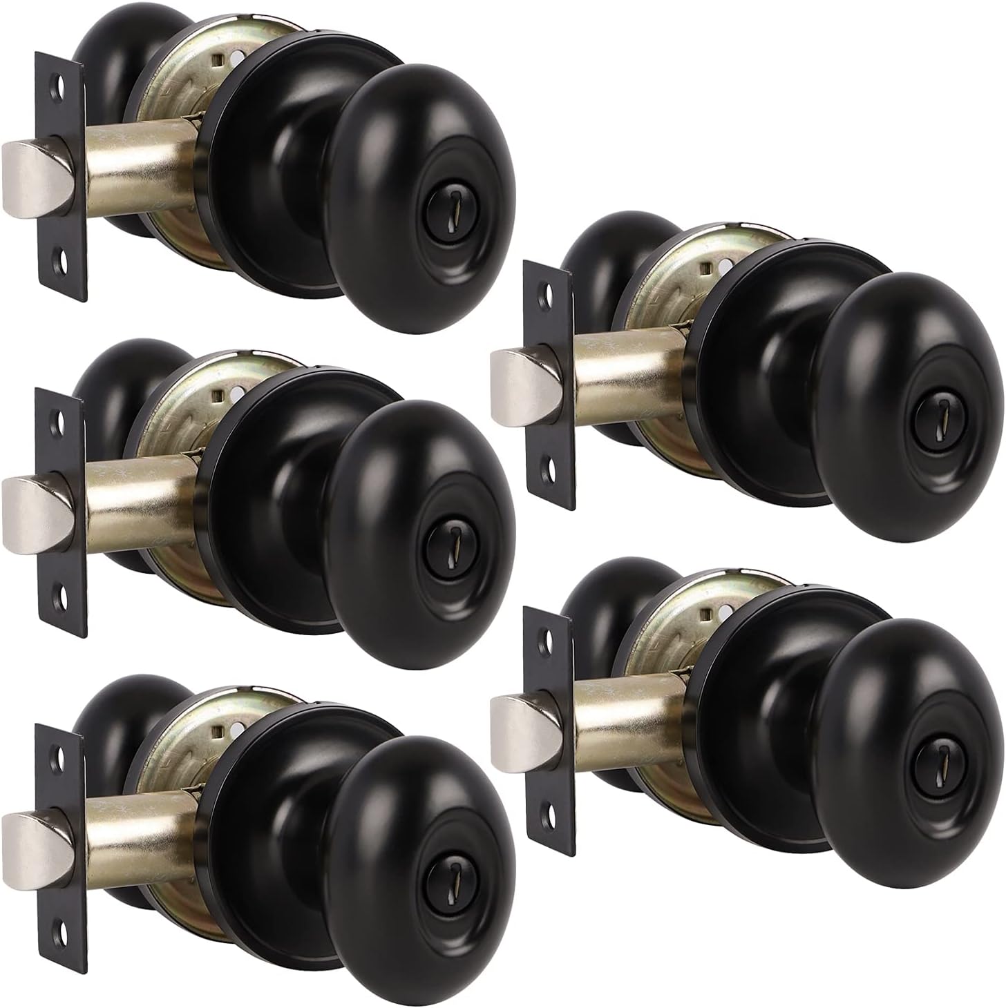 5 Pack Black Door Knobs Privacy Locks Z615362