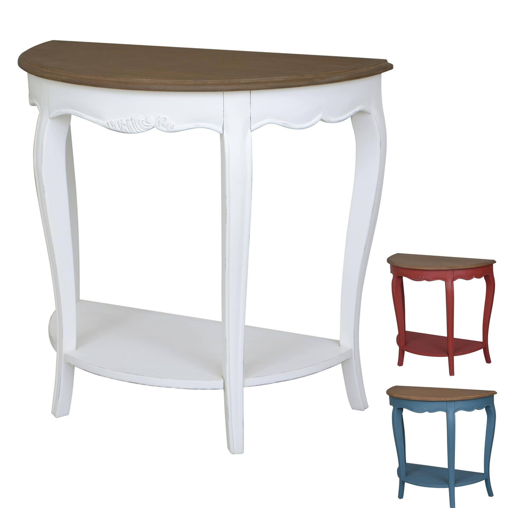 Antique White Half-Moon Console Table C62822