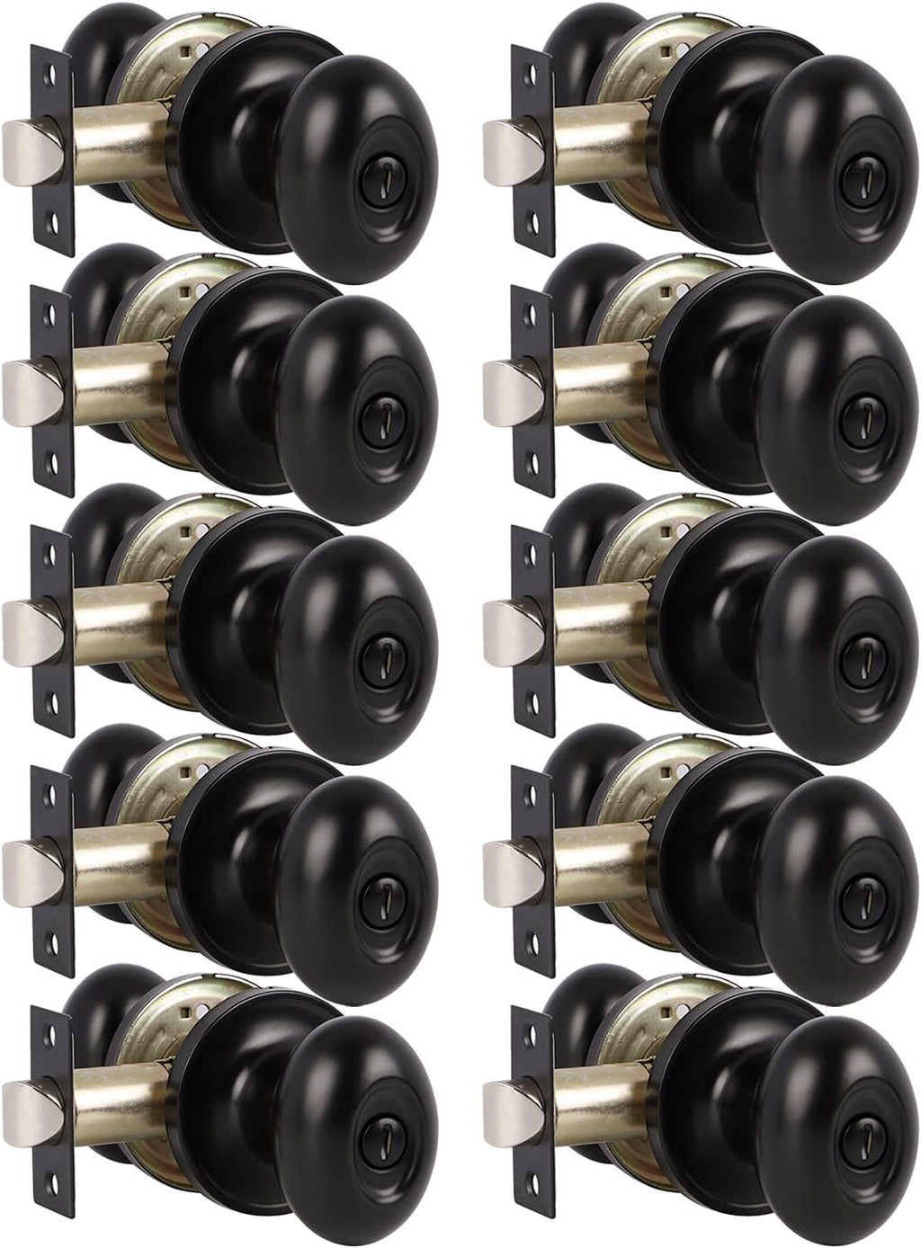 5 Pack Black Door Knobs Privacy Locks Z615362