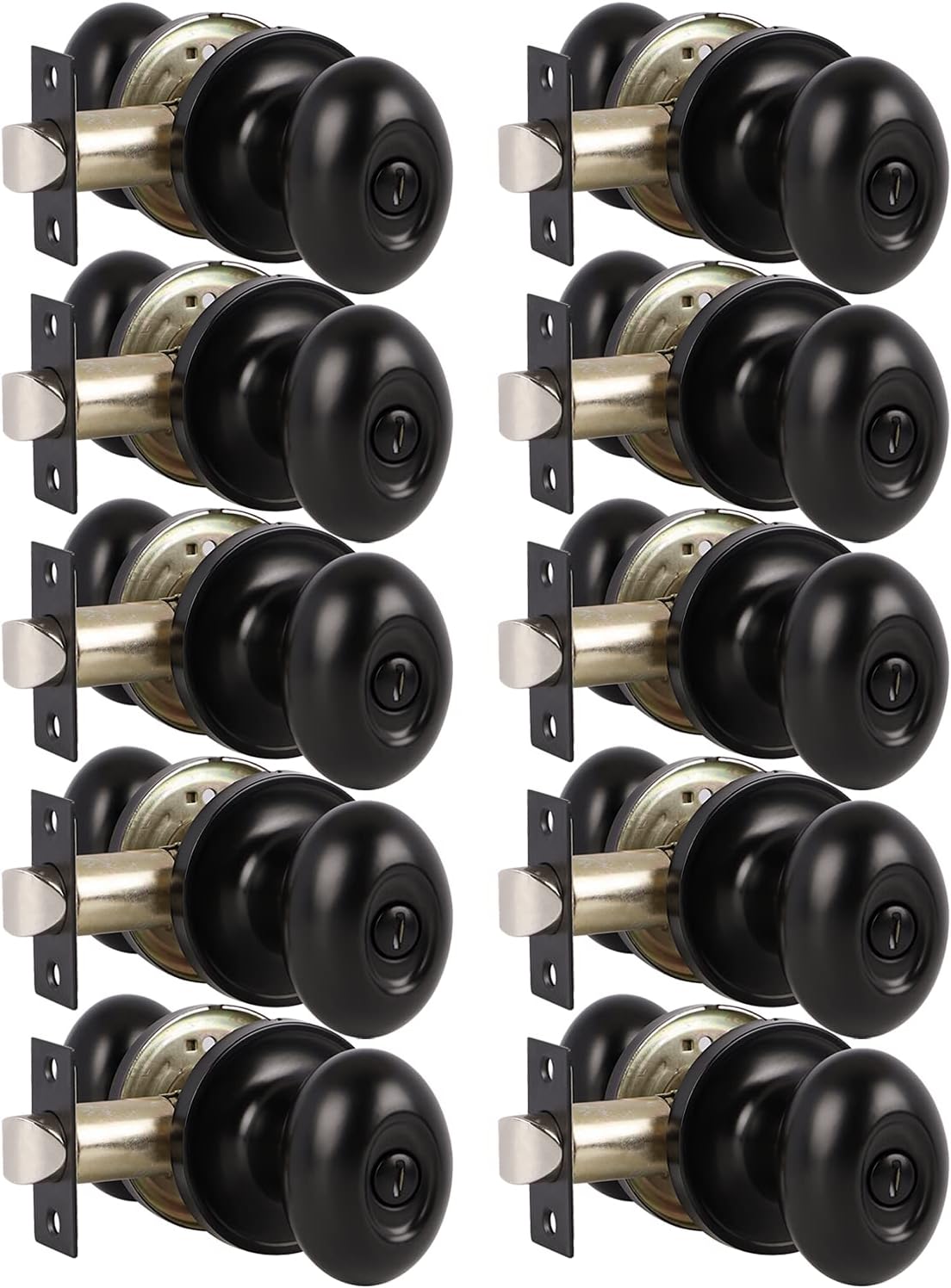 5 Pack Black Door Knobs Privacy Locks Z615362