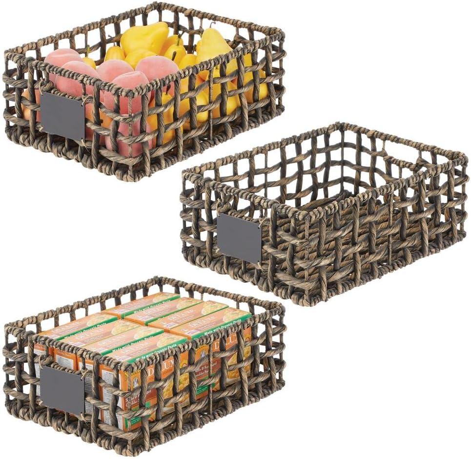 Black Wash Water Hyacinth Pantry Basket 3 Pack V61502