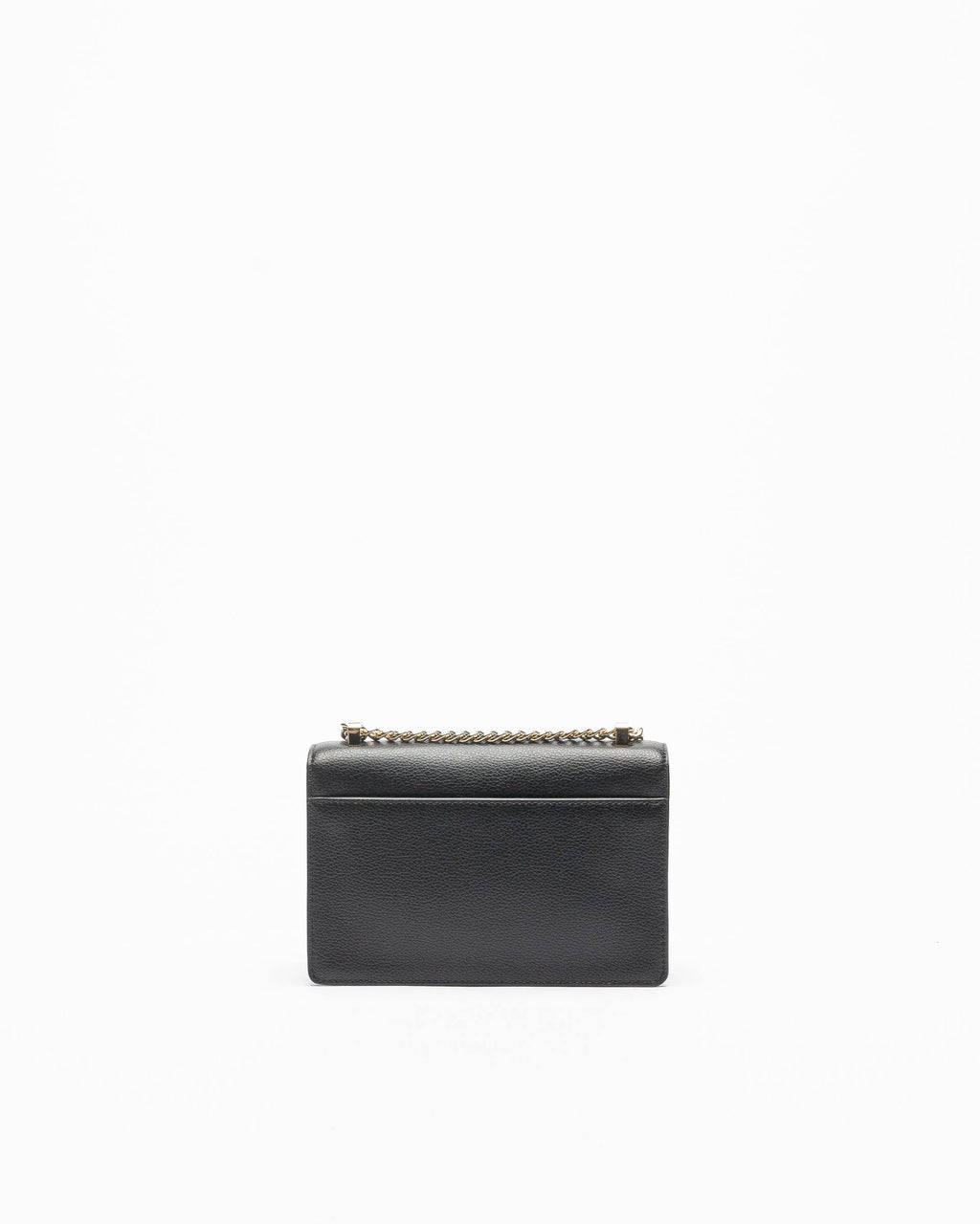 Leather Flap Shoulder Bag Black/Gold O503