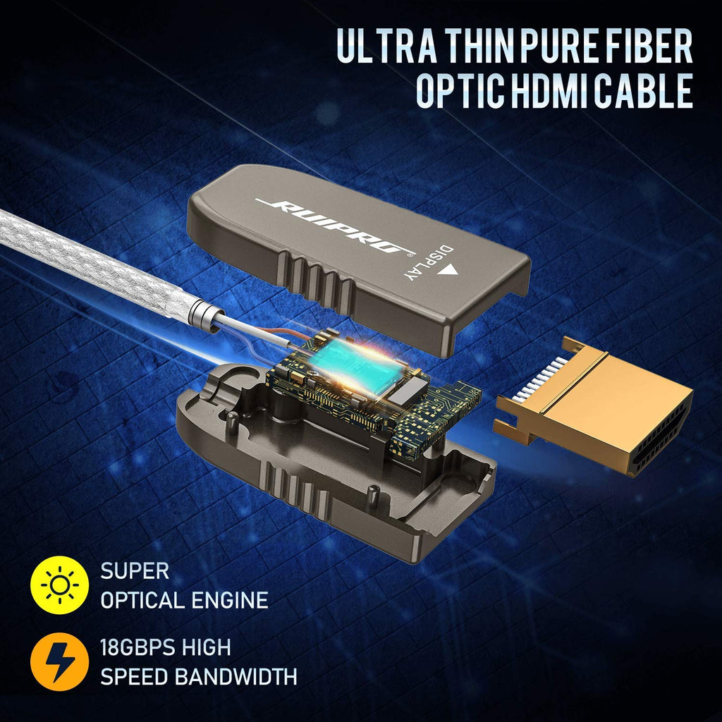 Fiber Optic HDMI Cable 65FT 4K 60FPS HDMI 2.0 18Gbps Active Optical Cable I949