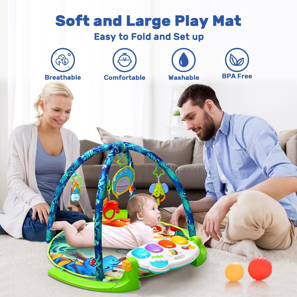 Baby Gym Play Mat with 5 Sensory Teether Toys D211