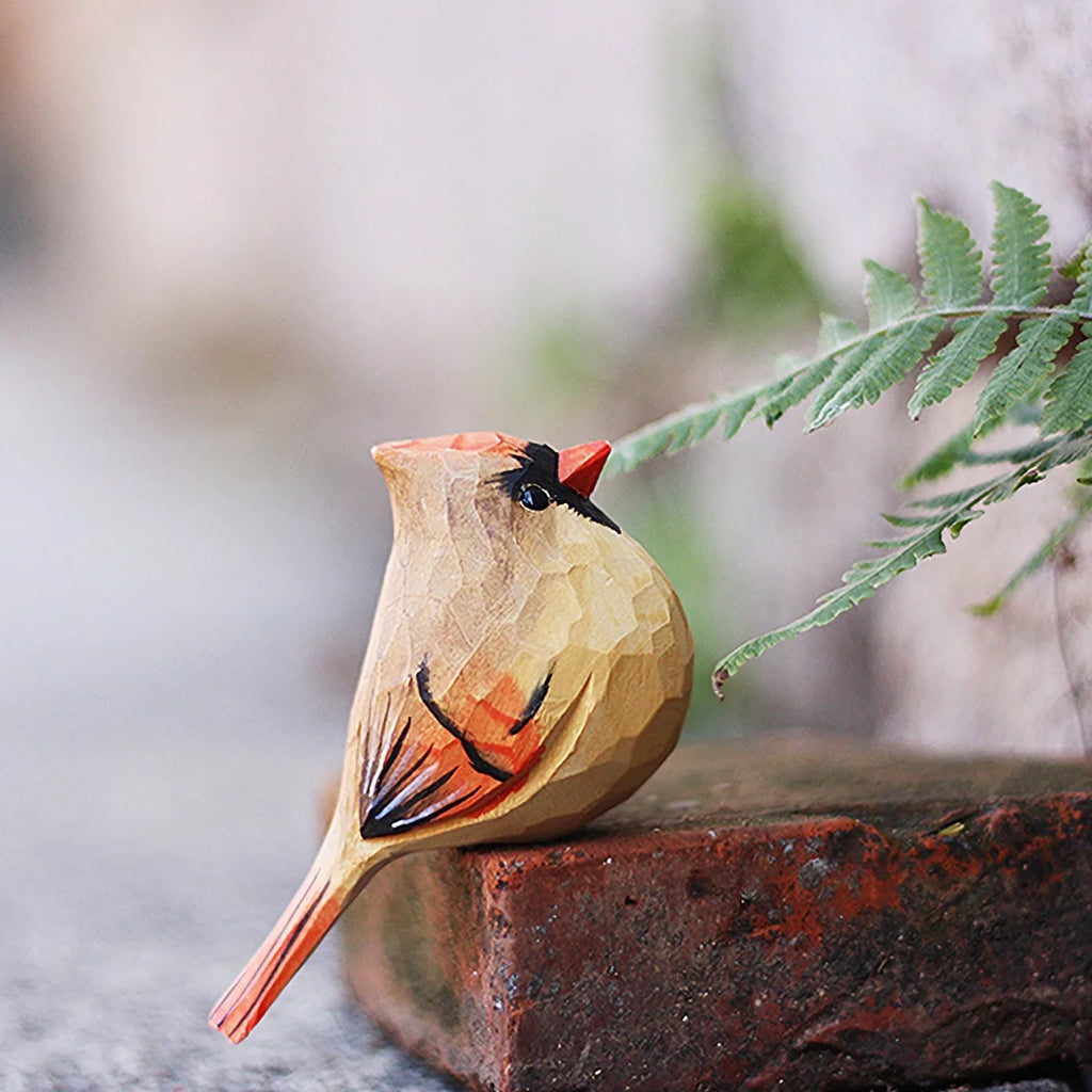 Red Wood Bird Figurine U5498