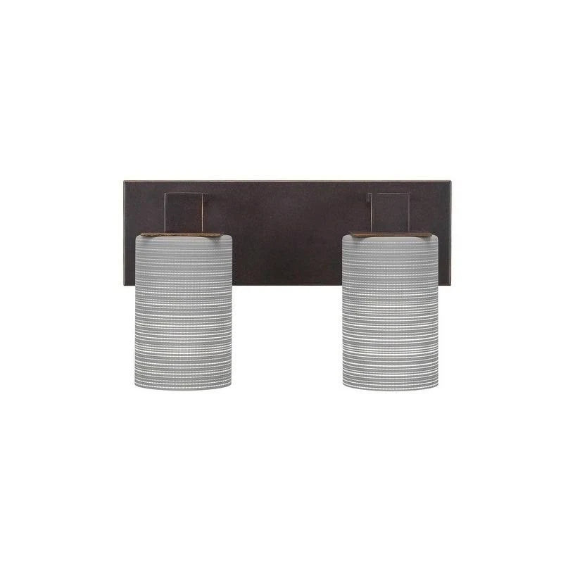 Two Light Bath Bar with Square Frosted Crystal Glass V69587