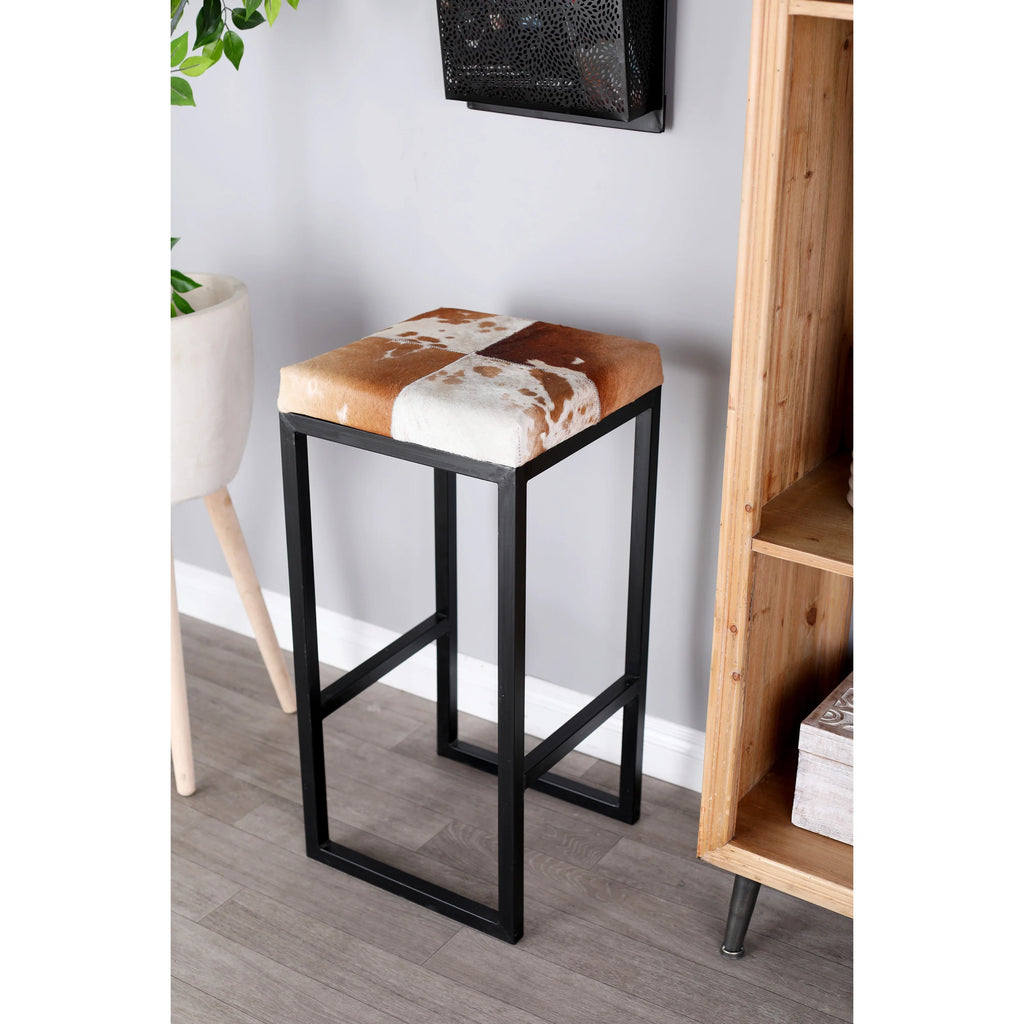 Gray Metal Bar Stool with Black Base Y732018