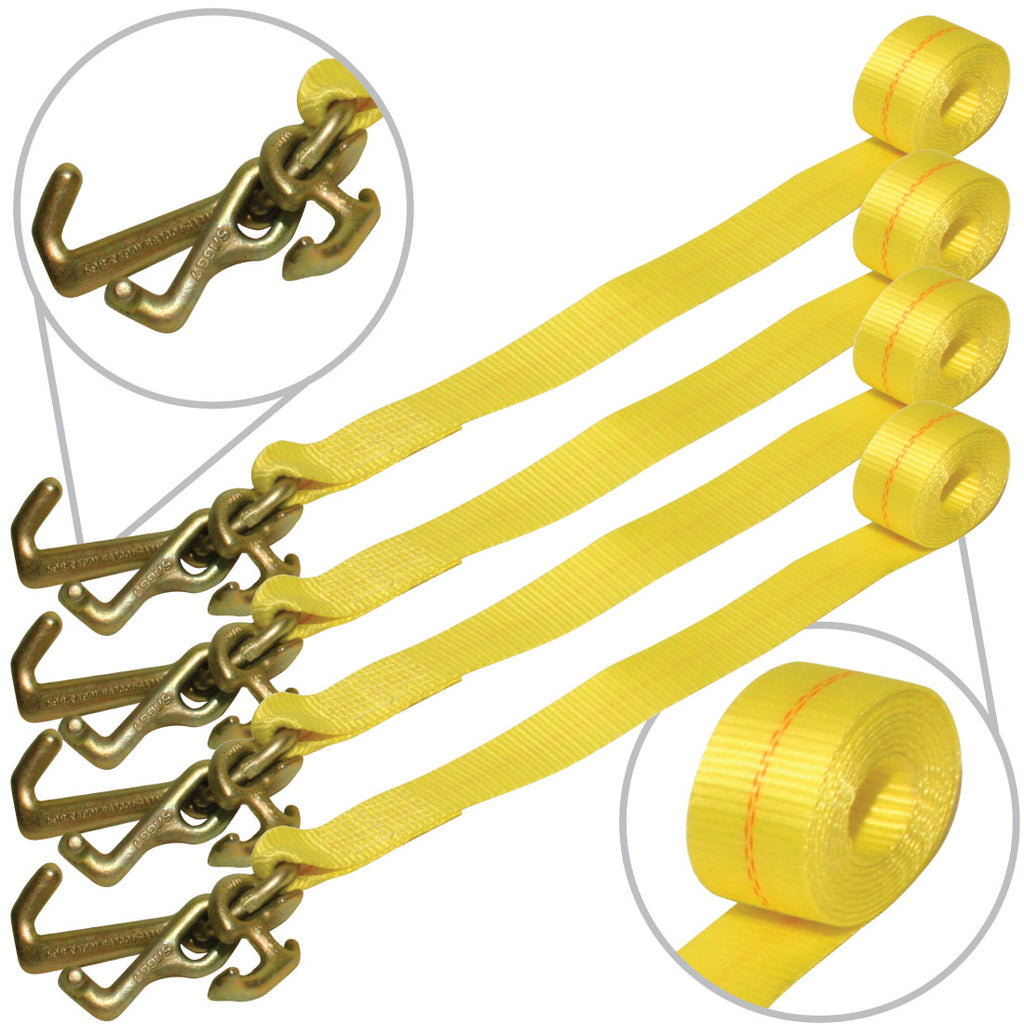 Car Tie Down Replacement Strap with RTJ Hooks, 96 inch, 4 Pack, 3300 Lbs SWL I31575