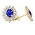 4 CT Oval Cut Sapphire Diamond Studs, 14K Yellow Gold J509242
