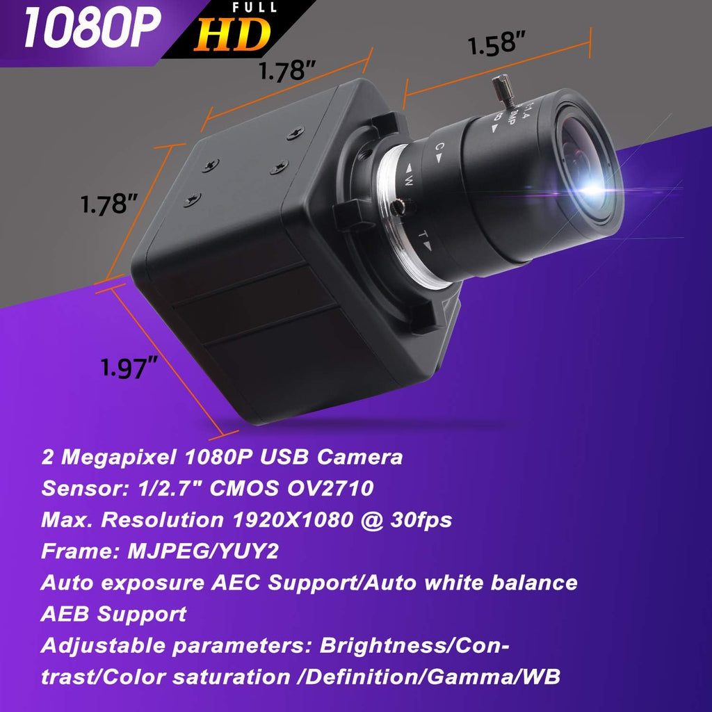 2MP 1080P USB Webcam with Varifocal Lens L827