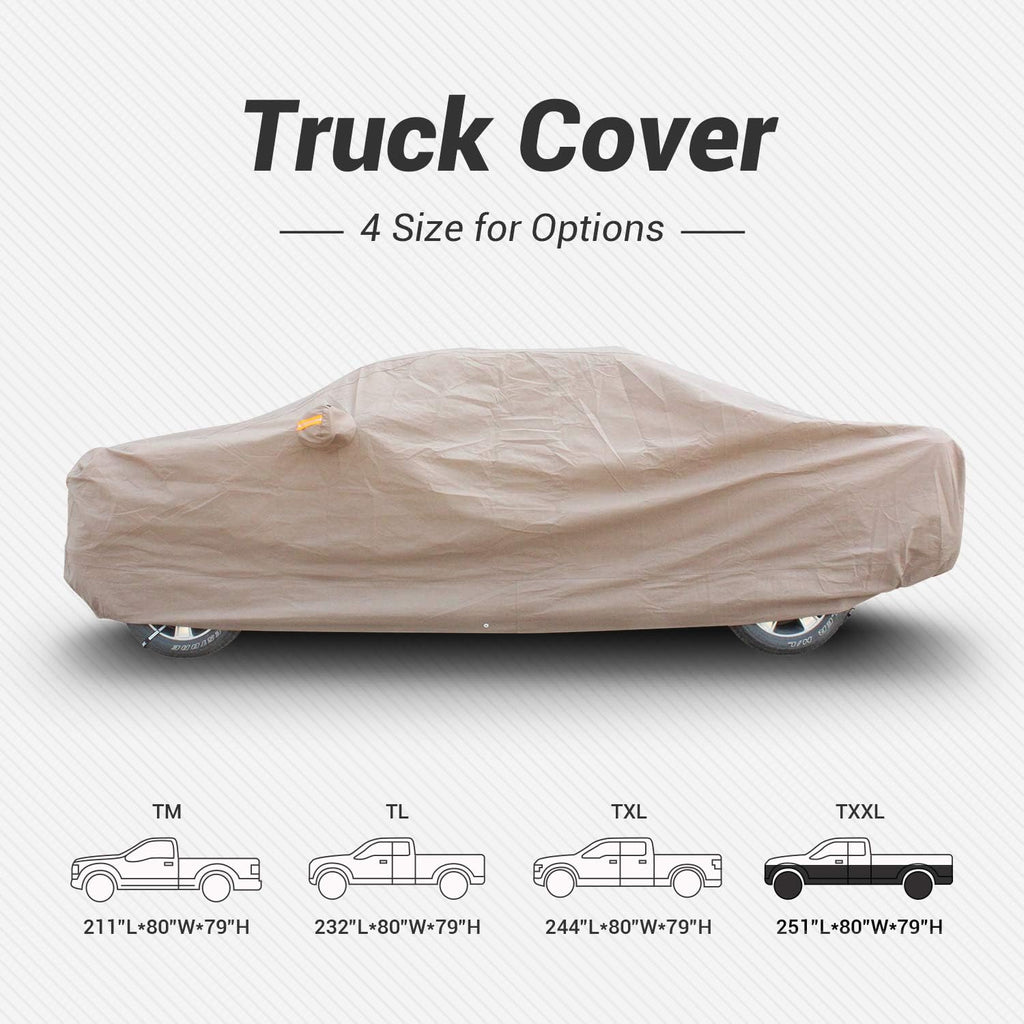 Full Size Truck Car Cover Waterproof Windproof with Straps Buckles Antenna Patch Pack of 2 K598903