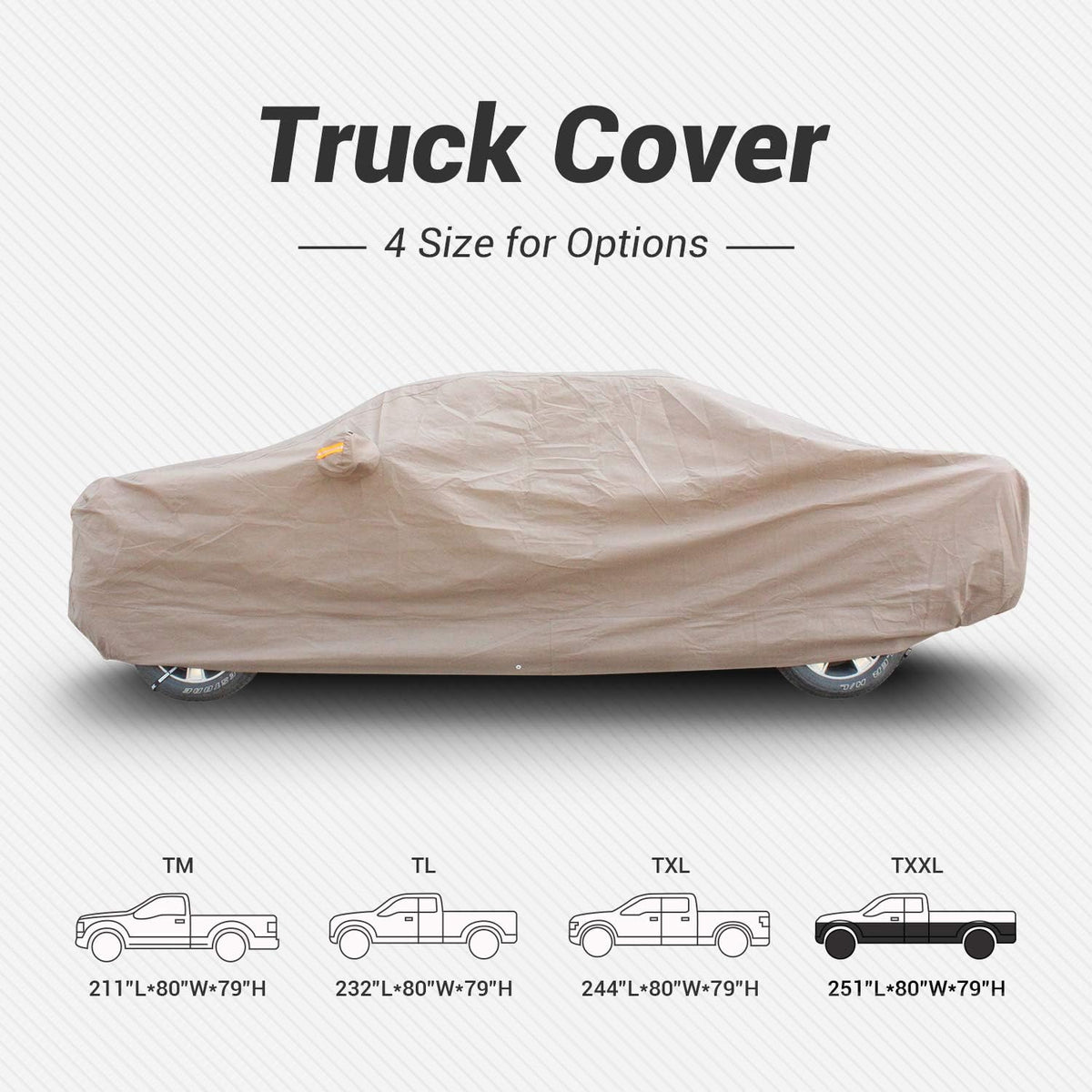 Full Size Truck Car Cover Waterproof Windproof with Straps Buckles Antenna Patch Pack of 2 K598903