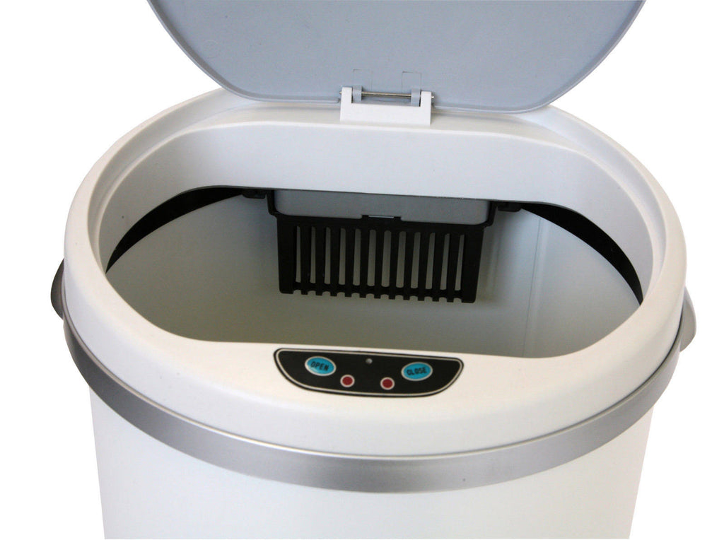 Pearl White 8 Gal Motion Sensor Trash Can E5016