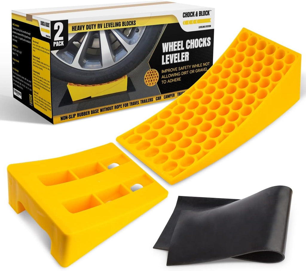 Rv Leveling Blocks Set, Non-Slip, Includes 2 Levelers, 2 Chocks and 2 Rubber Mats N729026
