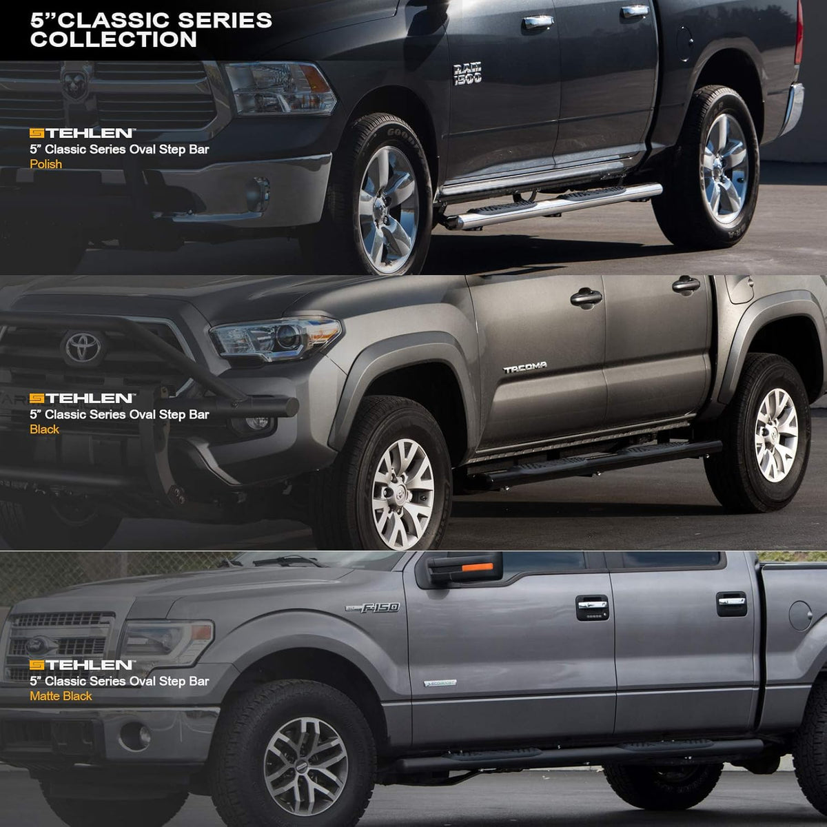 Matte Black Oval Side Step Nerf Bars A382