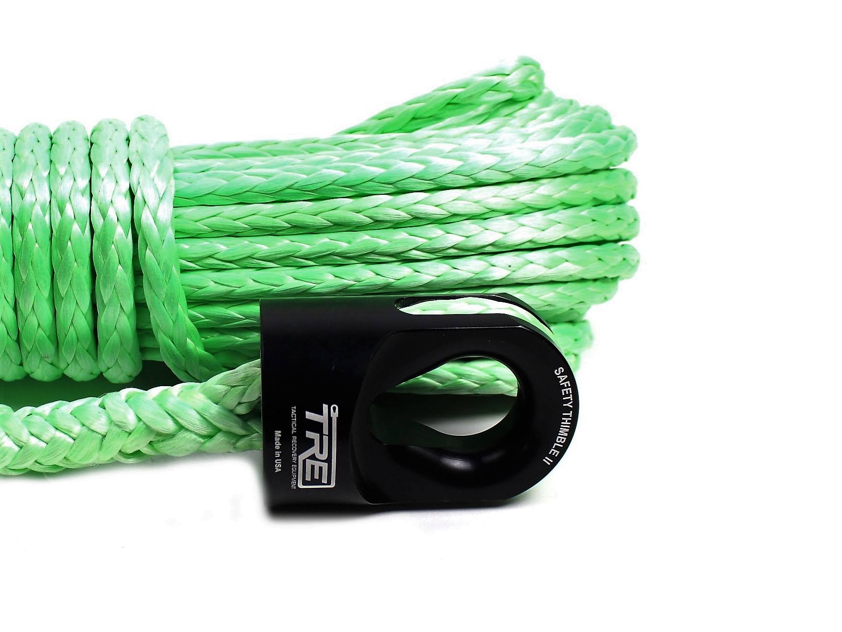 3/8 x 100& Lime Green Winch Rope & Black Safety Thimble G563