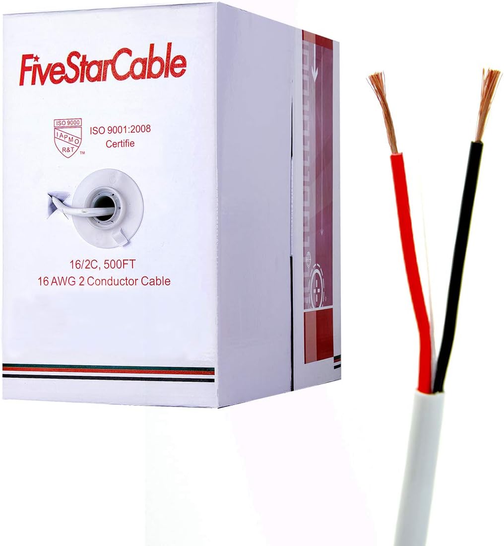 16/2 CMR Rated Solid Bare Copper 2 Conductors Audio Speaker Cable Wire White G8399