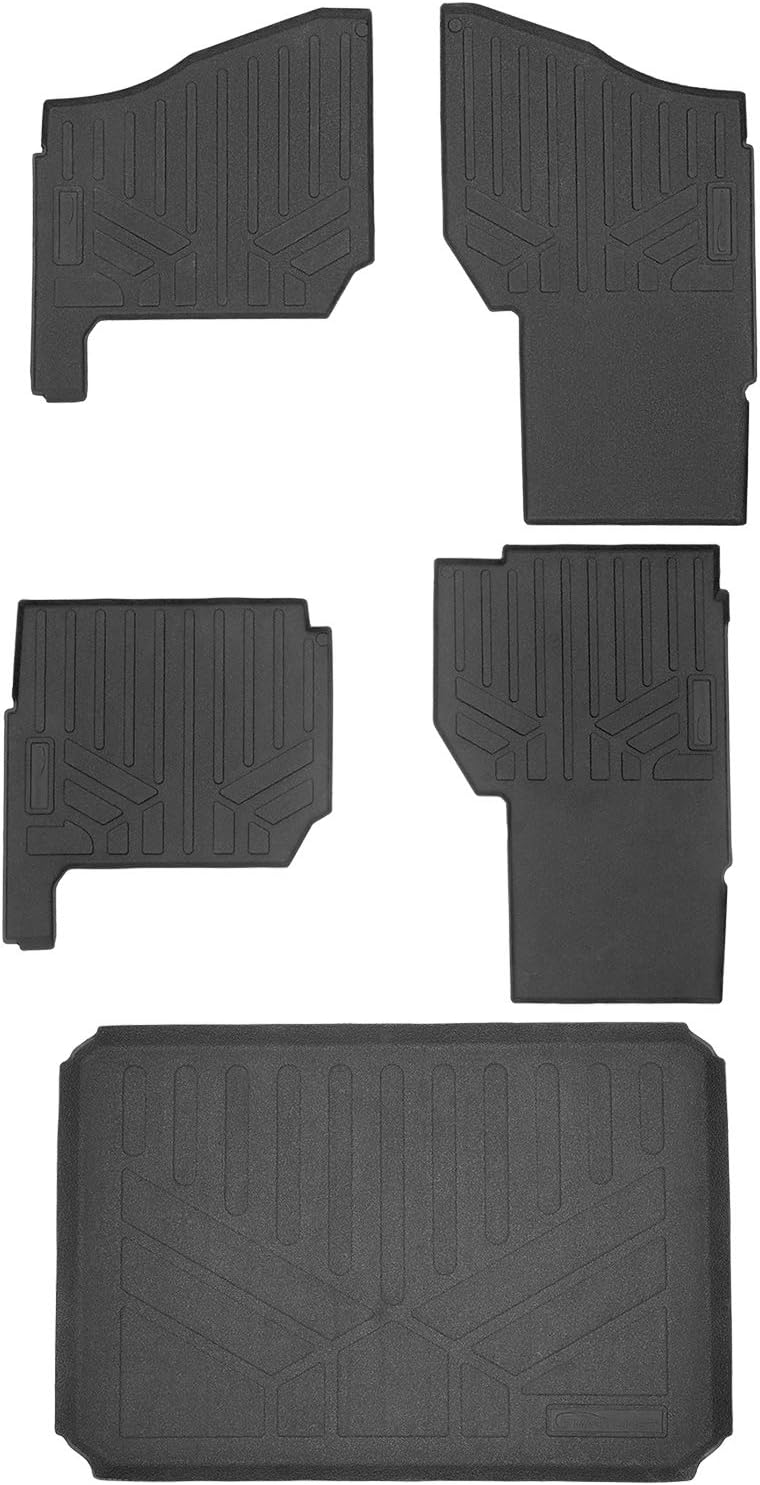 2 Row Rubber Floor Liners & Bed Mat Liner Set Black S31650