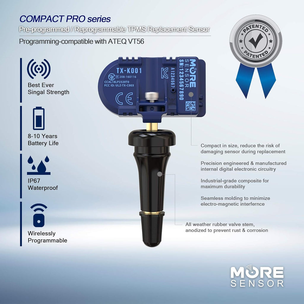 Compact 433MHz TPMS Tire Pressure Sensor 4-Pack M413