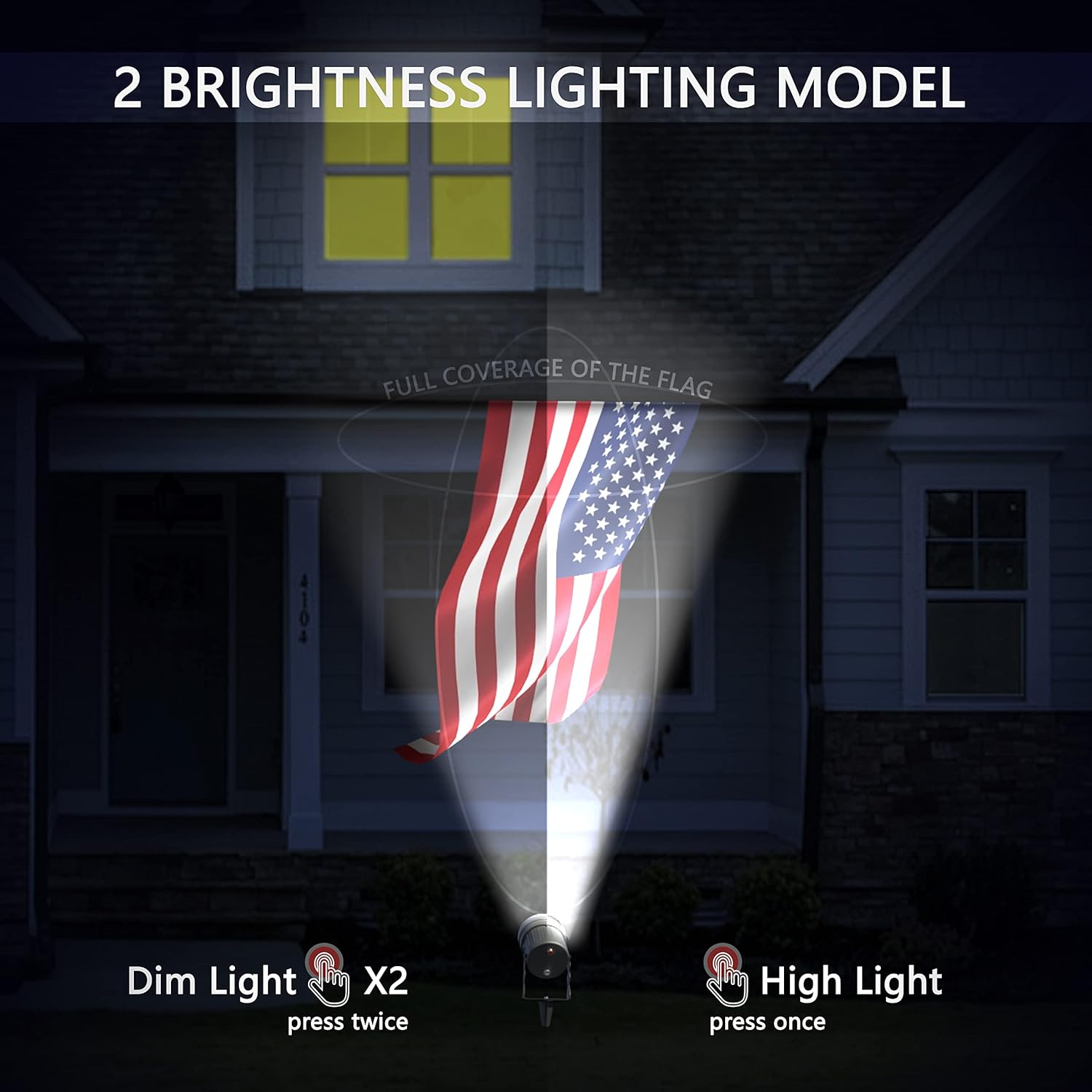 Solar Flag Pole Light 3in1 Design, 2 Brightness, Outdoor Dusk to Dawn X5563