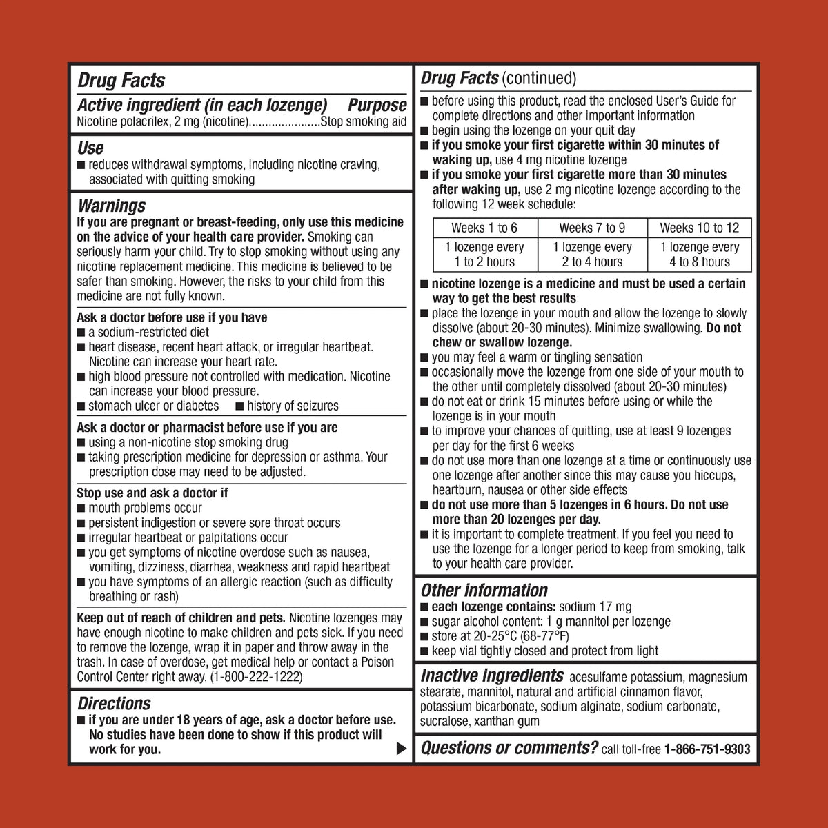 Nicotine Lozenge, 2 mg, Cinnamon Flavor, 108 Count R52174