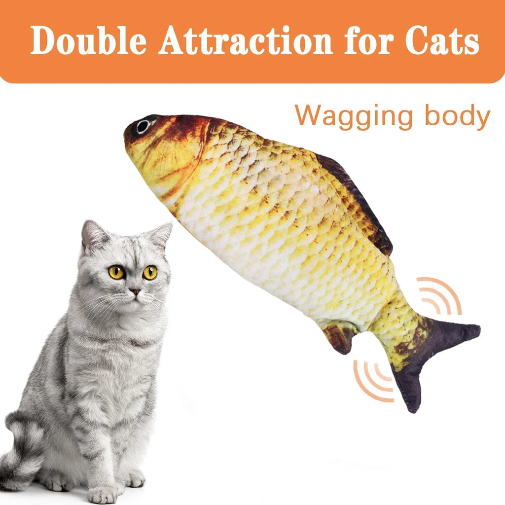Electric Moving Wagging Fish Cats Toy B124