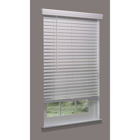 Cordless Faux Wood Blind, White, 64-1/2x22 S400
