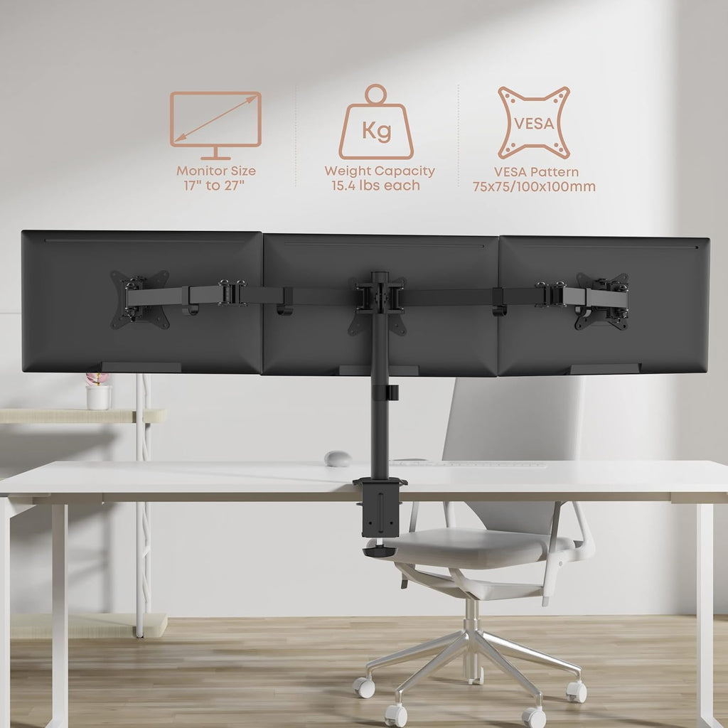 Black Pack of 2 Triple Monitor Desk Mount VESA Stand O169